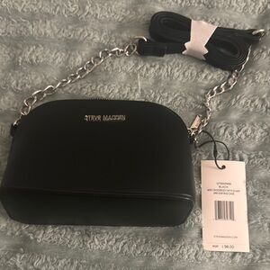 Steve Madden Black Mini Bag with Silver Chain